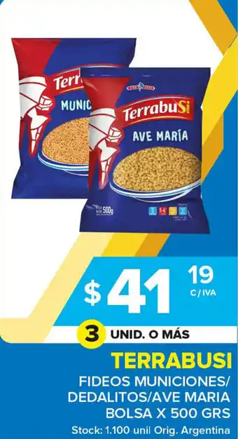 Carrefour Maxi Terrabusi Fideos Municiones/ Dedalitos/ Ave Maria Bolsa x 500 grs oferta