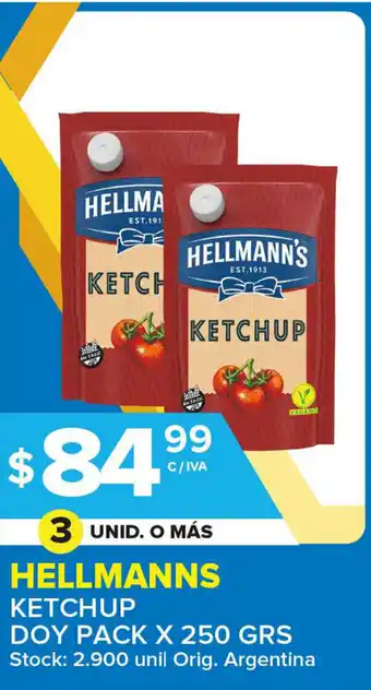 Carrefour Maxi Hellmanns Ketchup Doypack x 250 grs oferta
