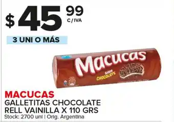 Carrefour Maxi Macucas Galletitas Chocolate Rell Vainilla x 110 grs oferta