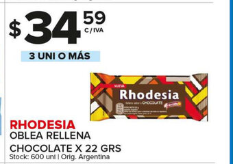 Carrefour Maxi Rhodesia Oblea Rellena Chocolate x 22 grs oferta
