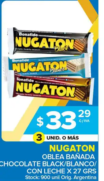 Carrefour Maxi Nugaton Oblea Bañada Chocolate Black/Blanco/Con Leche x 27 grs oferta
