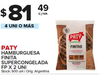 Carrefour Maxi Paty Hamburguesa Finita Supercongelada Fp x2 uni oferta