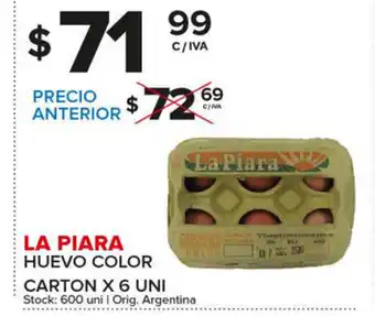 Carrefour Maxi La Piara Huevo Color Carton x6 uni oferta