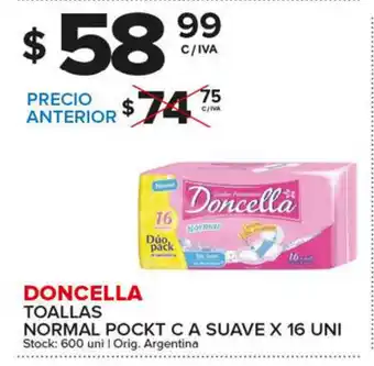 Carrefour Maxi Doncella Toallas Normal Pockt C A Suave x16 uni oferta