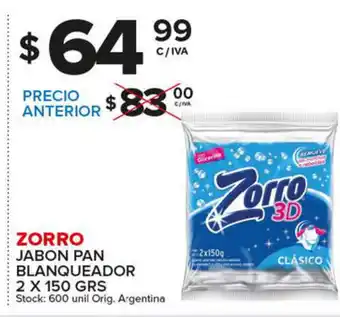 Carrefour Maxi Zorro Jabon Pan Blanqueador 2 x 150 grs oferta