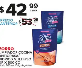 Carrefour Maxi Zorro Limpiador Cocina Antigrasa/Vidrios Multiuso Dp x500 cc oferta