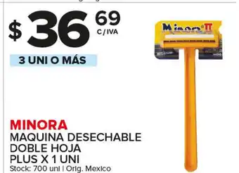 Carrefour Maxi Minora Maquina Desechable Doble Hoja Plus x1 uni oferta