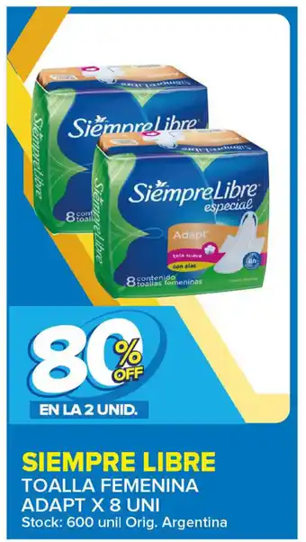 Carrefour Maxi Siempre Libre Toalla Femenina Adapt x8 uni oferta