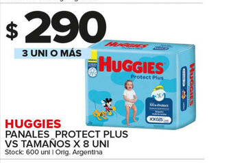 Carrefour Maxi Huggies Panales Protect Plus vs Tamaños x8 uni oferta