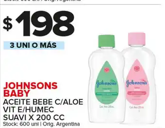 Carrefour Maxi Johnsons Baby Aceite Bebe C/Aloe Vit E/Humec Suavi x200 cc oferta