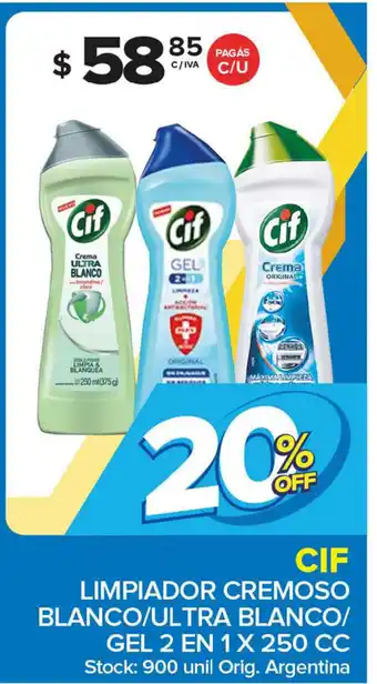 Carrefour Maxi Cif Limpiador Cremoso Blanco/Ultra Blanco/Gel 2 En 1 x 250 cc oferta