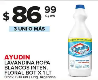 Carrefour Maxi Ayudin Lavandina Ropa Blancos Inten. Floral Bot x1 lt oferta