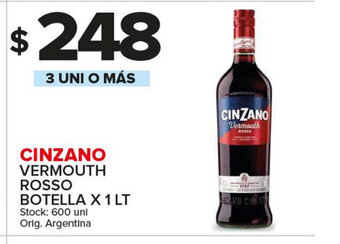 Carrefour Maxi Cinzano Vermouth Rosso Botella x 1lt oferta