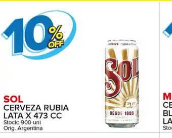 Carrefour Maxi Sol Cerveza Rubia Lata x 473 cc oferta