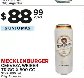 Carrefour Maxi Mecklenburger Cerveza Weiber Trigo x 500 cc oferta