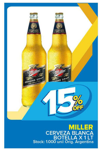 Carrefour Maxi Miller Cerveza Blanca Botella x 1 lt oferta