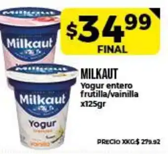 Supermayorista Vital Milkaut Yogur entero frutilla/vainilla x125gr oferta