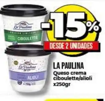 Supermayorista Vital La Paulina Queso crema ciboulette/alioli x250gr oferta