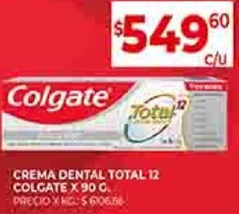 Supermercados DIA Crema Dental Total 12 Colgate 90g oferta
