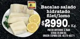 Coto Bacalao Salado Hidratado Filet/Lomo x kg oferta