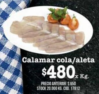 Coto Calamar Cola / Aleta x kg oferta