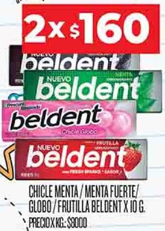 Supermercados DIA Chile Menta/Menta Fuerte/Globo/Frutilla Beldent 2x10g oferta