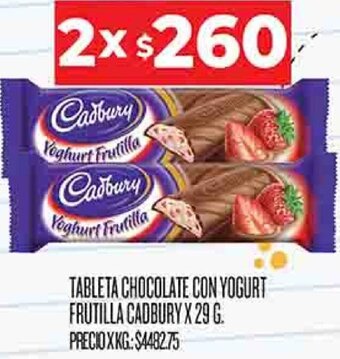 Supermercados DIA Tableta Chocolate con Yogurt Frutilla Cadbury 2x29g oferta
