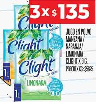 Supermercados DIA Jugo en Polvo Manzana/Naranja/Limonada Clight 3x8g oferta