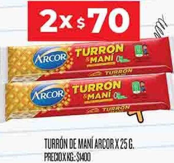 Supermercados DIA Turrón Maní Arcor 2x25g oferta