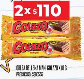 Supermercados DIA Oblea Rellena Mani Golazo 2x18g oferta