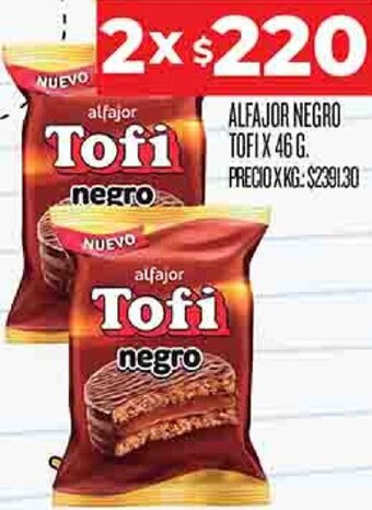Supermercados DIA Alfajor Negro Tofi 2x46g oferta