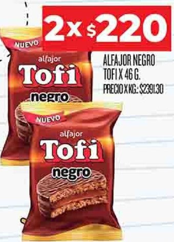 Supermercados DIA Alfajor Negro Tofi 2x46g oferta