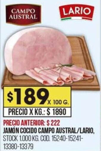 Coto Jamón Cocido Campo Austral/Lario 100g oferta