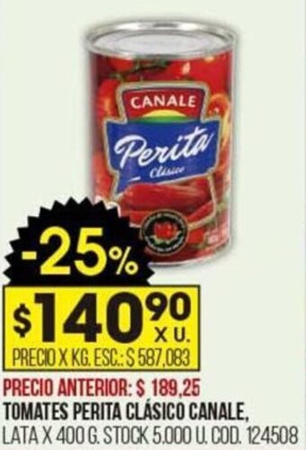 Coto Tomates Perita Clásico Canale, Lata 400g oferta