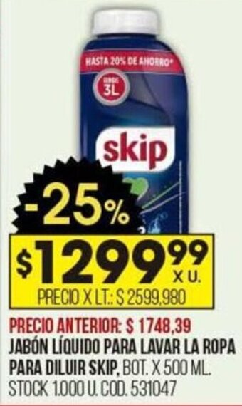 Coto Jabón Líquido para Lavar La Ropa para Diluir Skip 500ml oferta