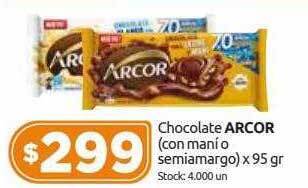 Cordiez Chocolate arcor con mani o semiamargo oferta