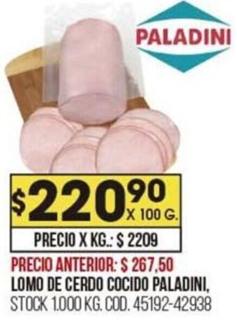Coto Lomo de Cerdo Cocido Paladini 100g oferta