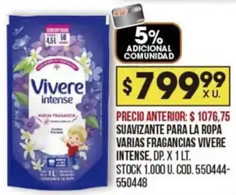 Coto Suavizante para La Ropa Varias Fragancias Vivere Intense 1L oferta