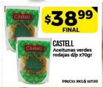 Supermayorista Vital Castell Aceitunas verdes rodajas d/p x70gr oferta