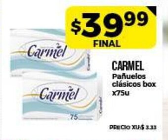 Supermayorista Vital Carmel Pañuelos clásicos box x75u oferta