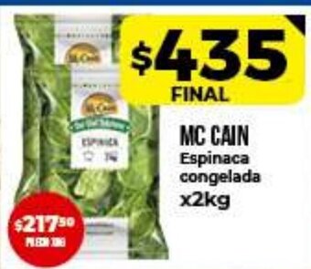 Supermayorista Vital Mc Cain Espinaca congelada x2kg oferta