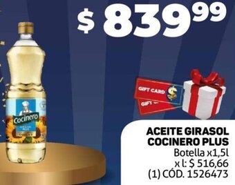 Makro Aceite Girasol Cocinero Plus 1,5L oferta