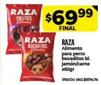 Supermayorista Vital Raza Alimento para perro bocaditos bl. jamón/carne x65gr oferta