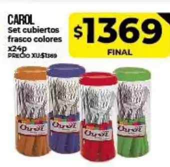 Supermayorista Vital Carol Set cubiertos frasco colores x24p oferta