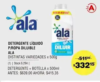 Atomo Conviene Ala Detergente Líquido P/Ropa Diluible x500g oferta