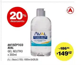 Atomo Conviene Aval Antisèptico Gel Neutro x350ml oferta