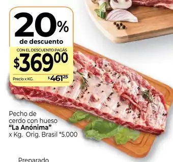 La Anonima La Anónima Pecho de cerdo con hueso xkg oferta