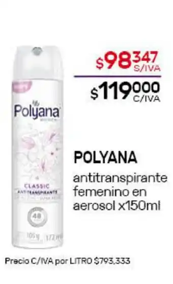 Nini Mayorista Polyana antitranspirante femenino en aerosol x150ml oferta