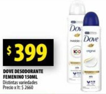 Punto Mayorista Dove Desodorante Femenino 150ml oferta