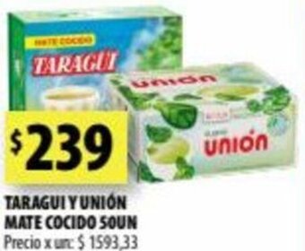 Punto Mayorista Taragui Y Unión Mate Cocido 50un oferta